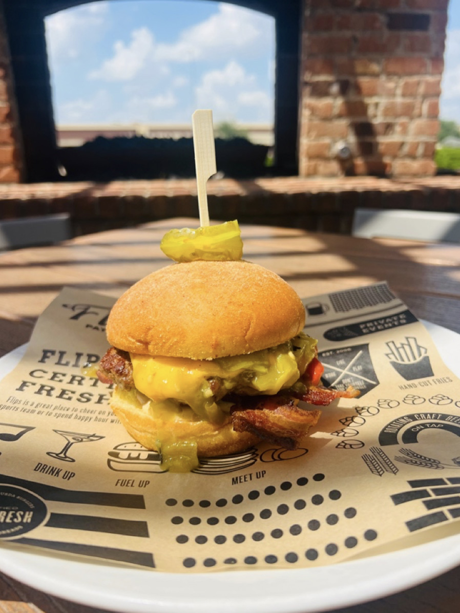 hatchburger Buffalo Bleu burger